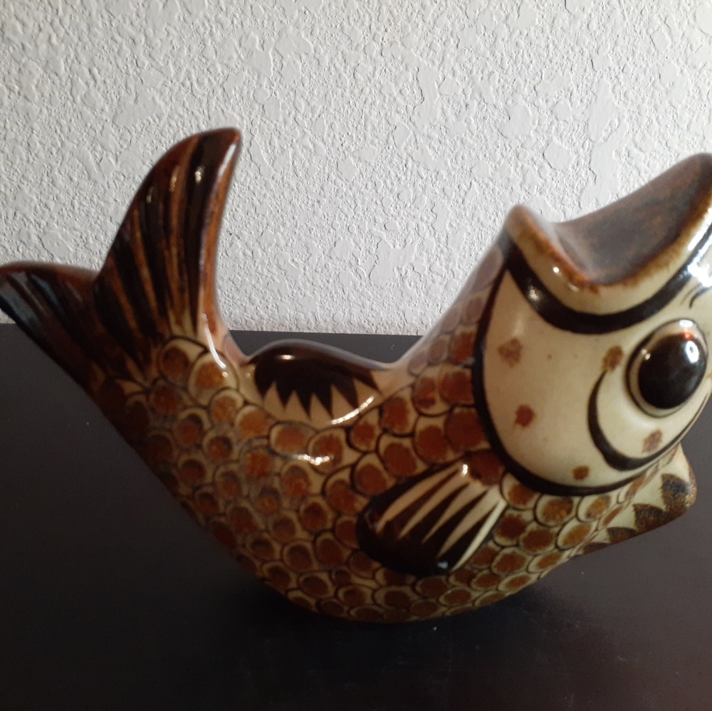 Mexican Folk Art Handpainted 7" Fish Figurine